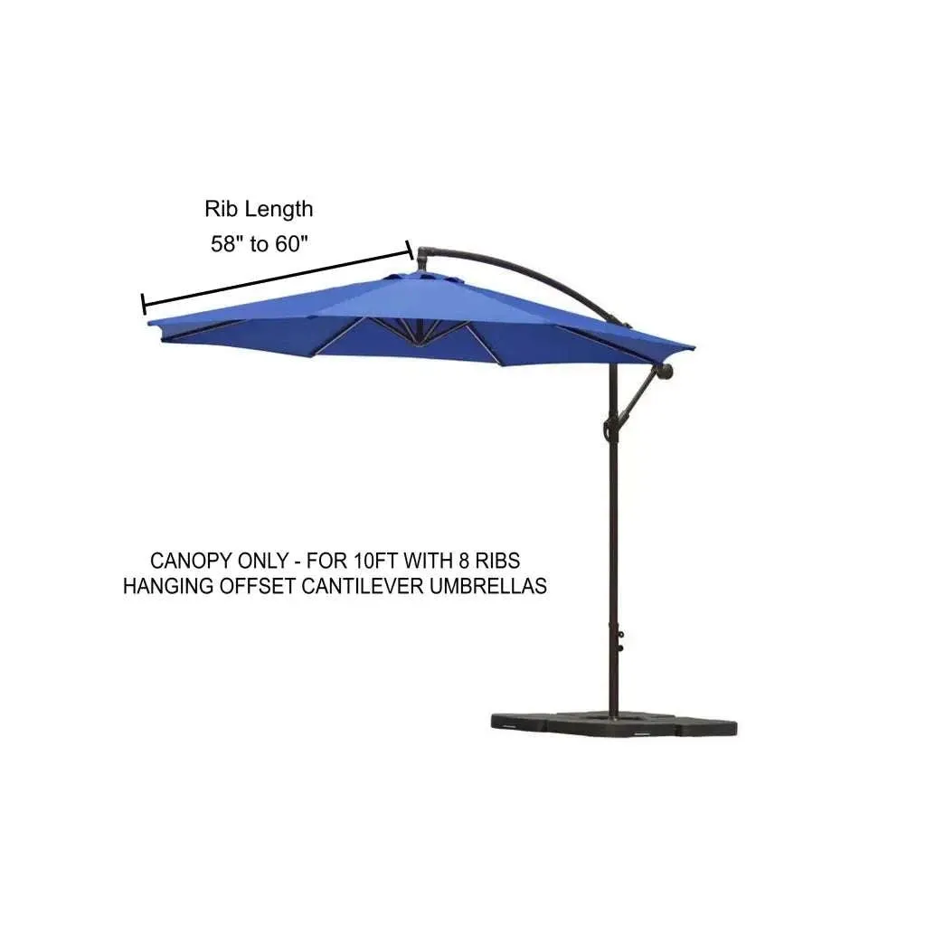 10ft Cantilever Hanging Umbrella 8 Rib Replacement Canopy Capri Blue Olefin