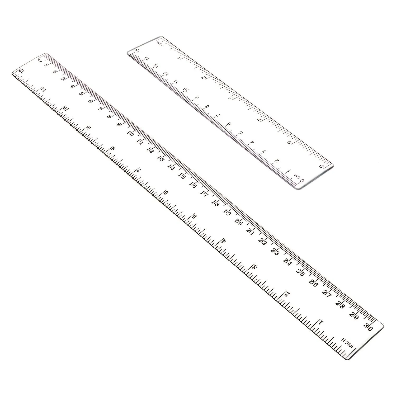 2 Flexible Plastic Rulers with Inches  Metric Measurements