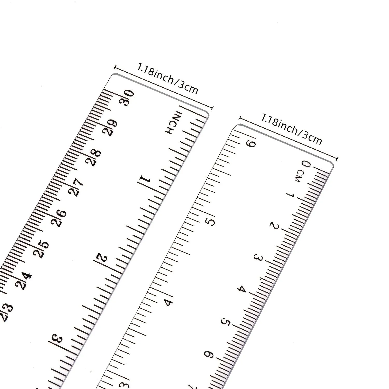 2 Flexible Plastic Rulers with Inches  Metric Measurements