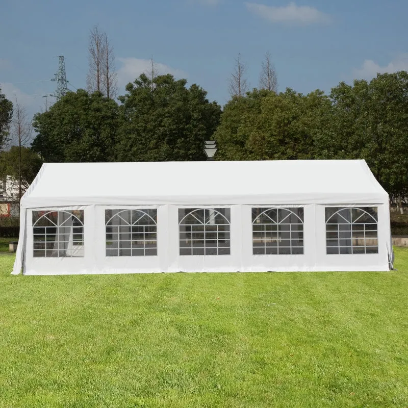 32x20 ft Large Steel Carport Canopy Tent with Removable Walls - White