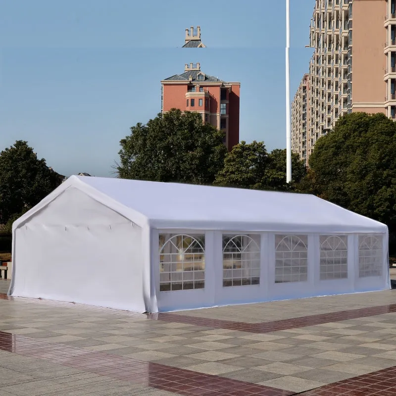 32x20 ft Large Steel Carport Canopy Tent with Removable Walls - White