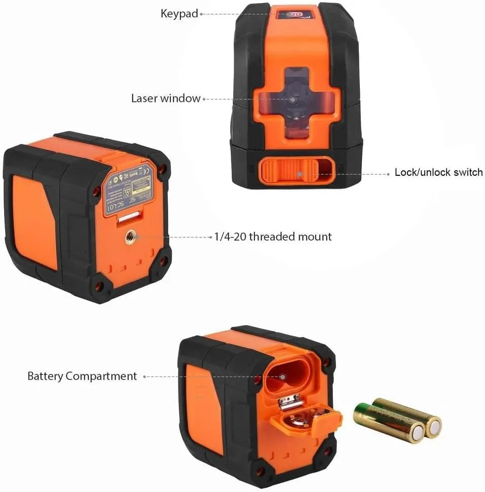 50-Foot Cross-Line Laser Level with Horizontal and Vertical Laser Alignment