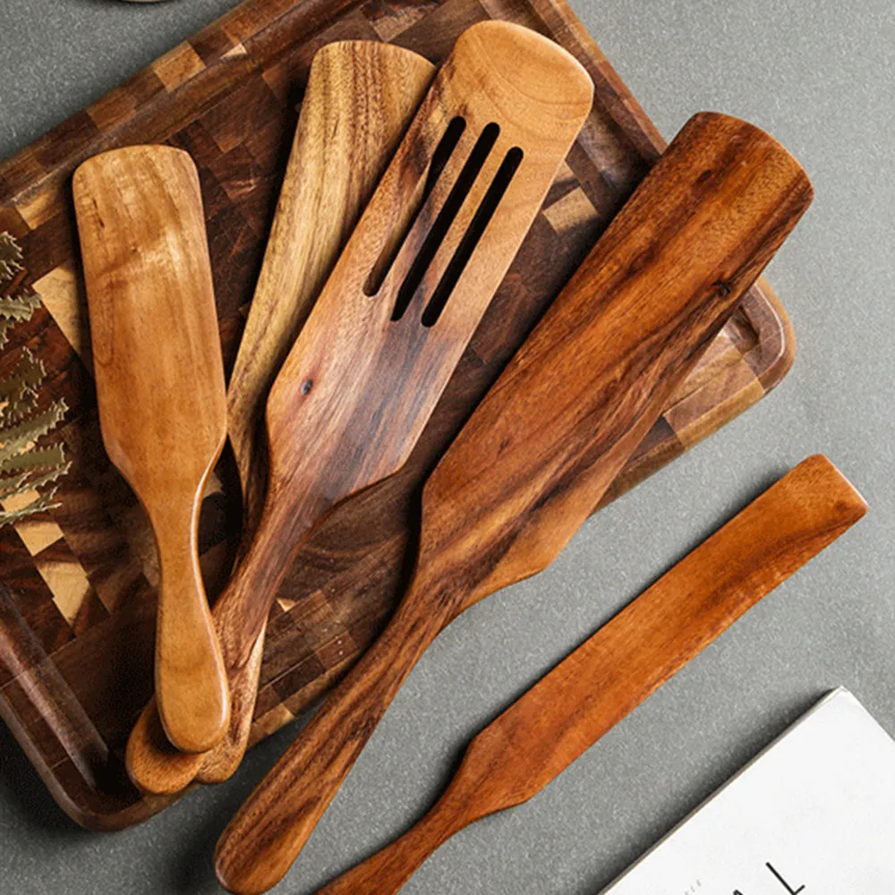 Acacia Long-Handled Spatula Spatula Mixing Cooking Spatula Cross-Border Teak Kitchenware Set