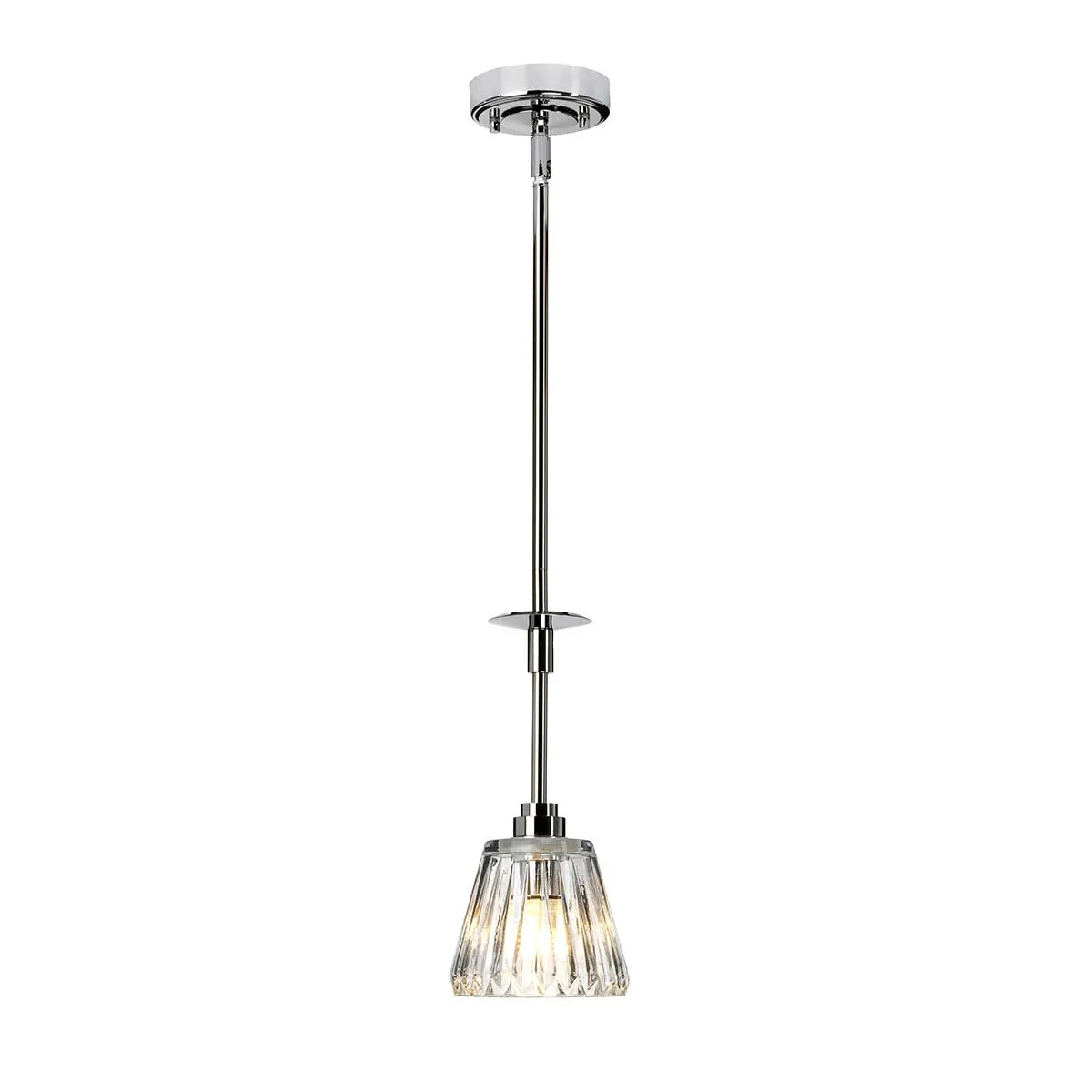 Agatha 1 Light Pendant IP44 – Brushed Nickel/Chrome