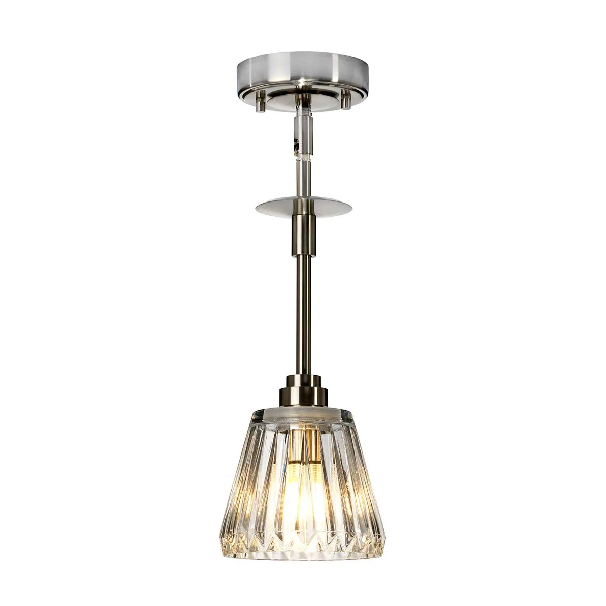 Agatha 1 Light Pendant IP44 – Brushed Nickel/Chrome