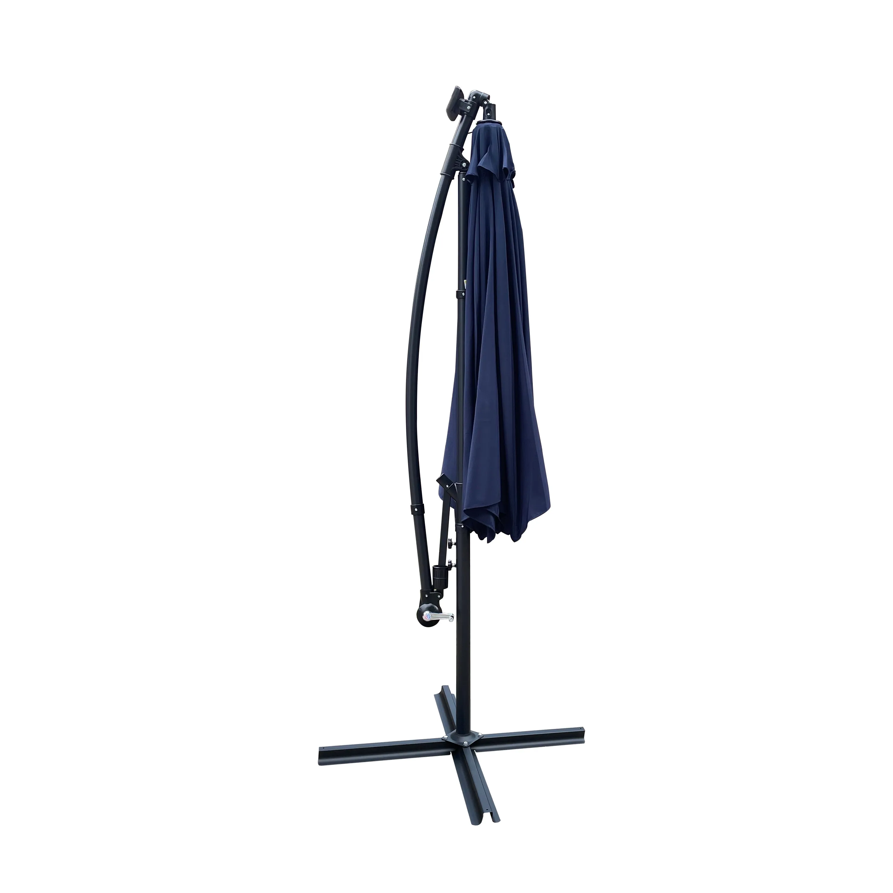 Alexa 10 ft Outdoor Umbrella Solar LED with Cross Base - Navy Blue