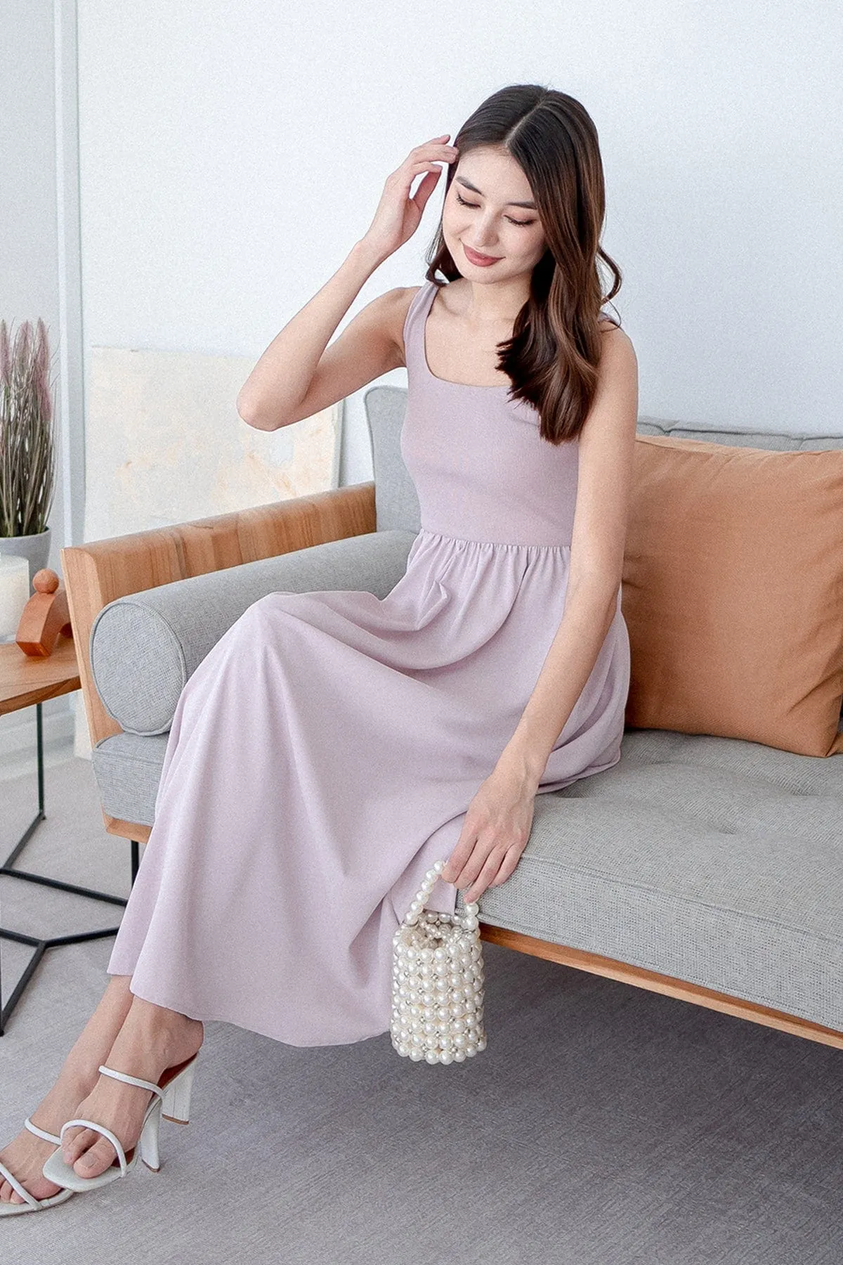 ANABELLE RIBBED MAXI DRESS IN MAUVE