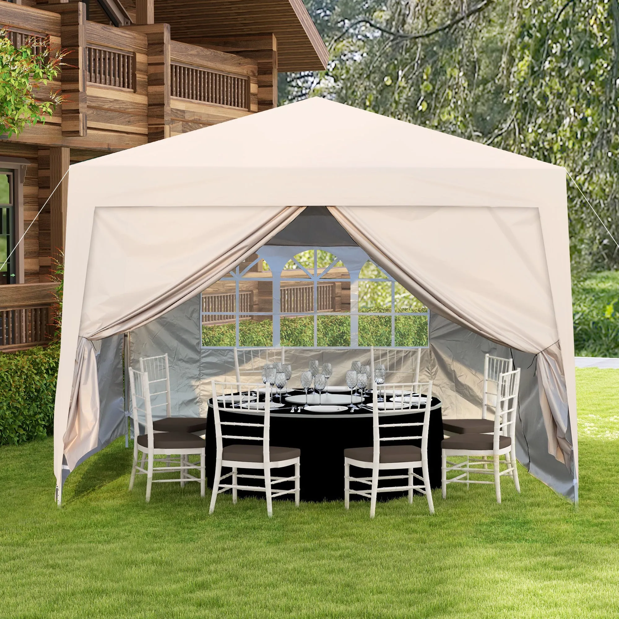 Cami 10 x 10 ft Outdoor Patio Gazebo Canopy Tent - Beige