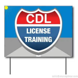 CDL License Training Curbside Sign, 24"w x 18"h, Full Color Double Sided