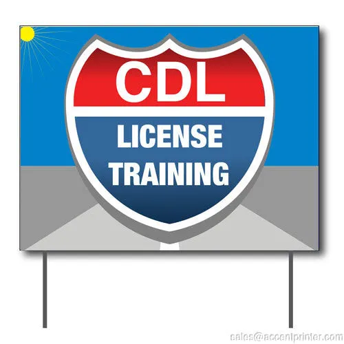 CDL License Training Curbside Sign, 24"w x 18"h, Full Color Double Sided