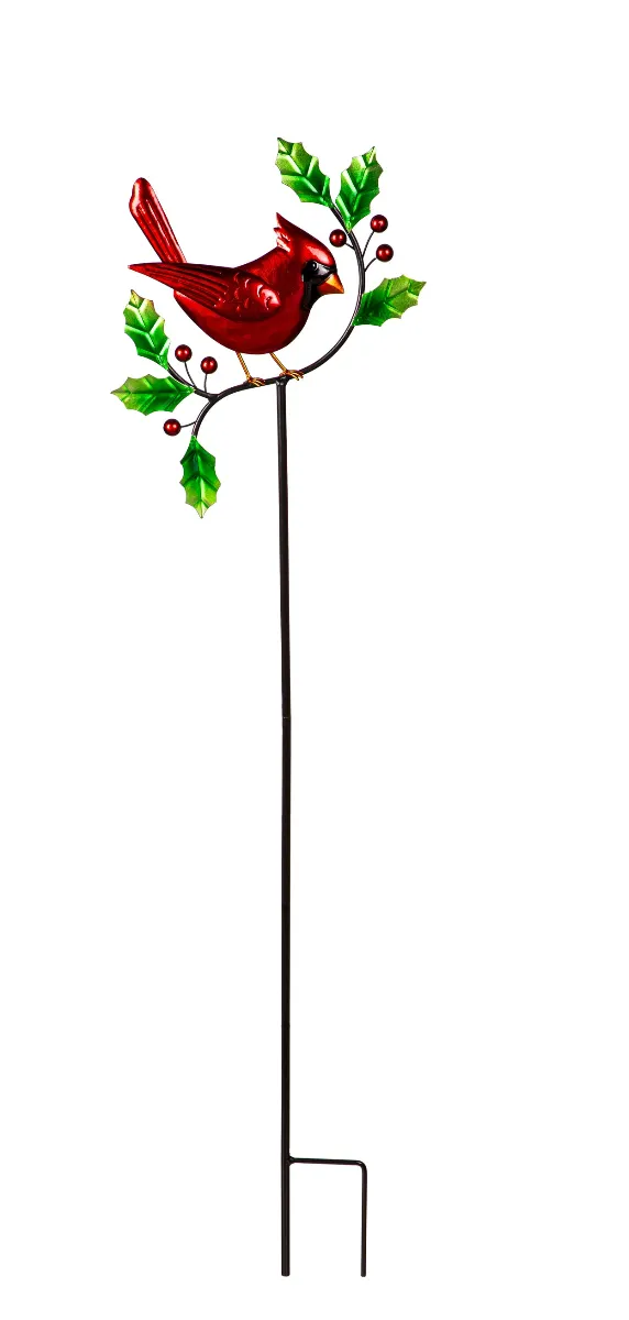 Christmas Cardinal Metal Garden Stake