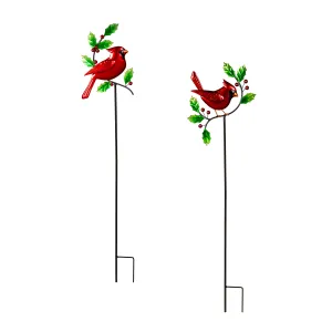 Christmas Cardinal Metal Garden Stake