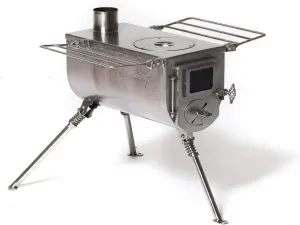 classic WINNERWELL Woodlander Medium Tent Stove | Tiny Portable Wood Burning Stove for Tents, Shelters, and Camping | 800 Cubic Inch Firebox | Precision Stainless Steel Construction | Includes Chimney Pipe