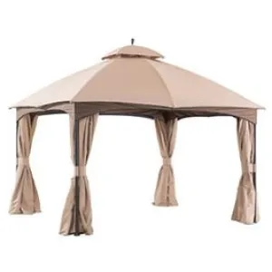 Domed Gazebo, Netting   Curtains, 10x10-Ft.