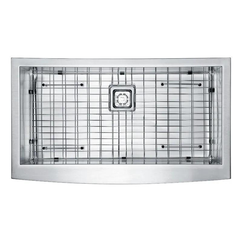 Elysian 32.88" Single Basin Farmhouse Apron Kitchen Sink with Square Drain in Brushed Satin