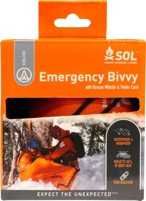 Emergency tent with rescue whistle and rope cord SOL, orange