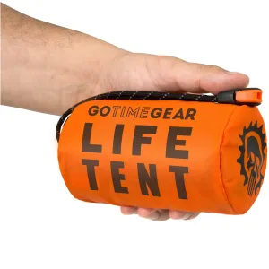 essential | Life Tent Emergency Survival Shelter - 2 Person Tube Tent | Waterproof, Windproof, Thermal | Includes Survival Whistle, Paracord Rope & Portable, Lightweight Nylon Stuff Sack | Orange