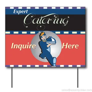 Expert Catering Inquire Here Curbside Sign, 24"w x 18"h, Full Color Double Sided