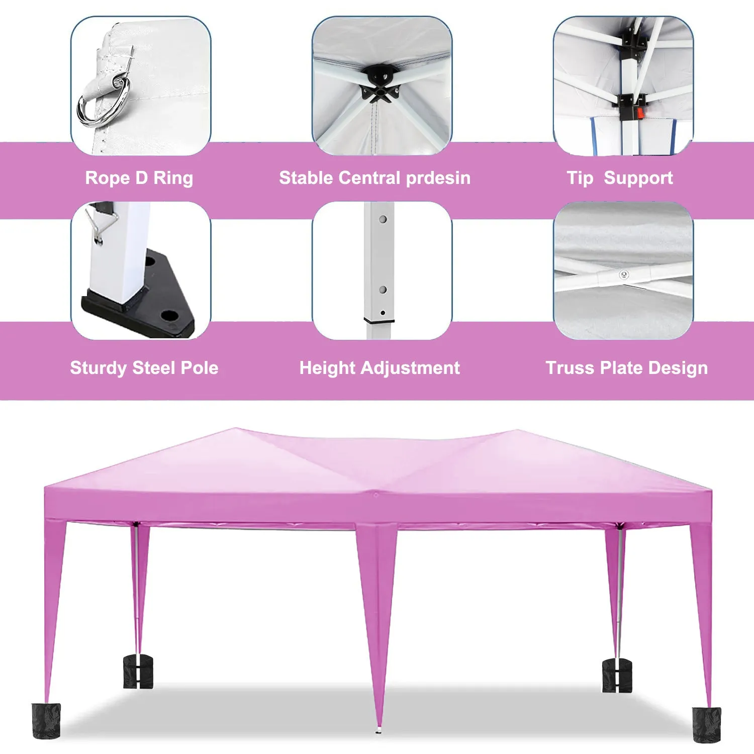 EZ 10x20 ft Pop Up Canopy Outdoor - Pink