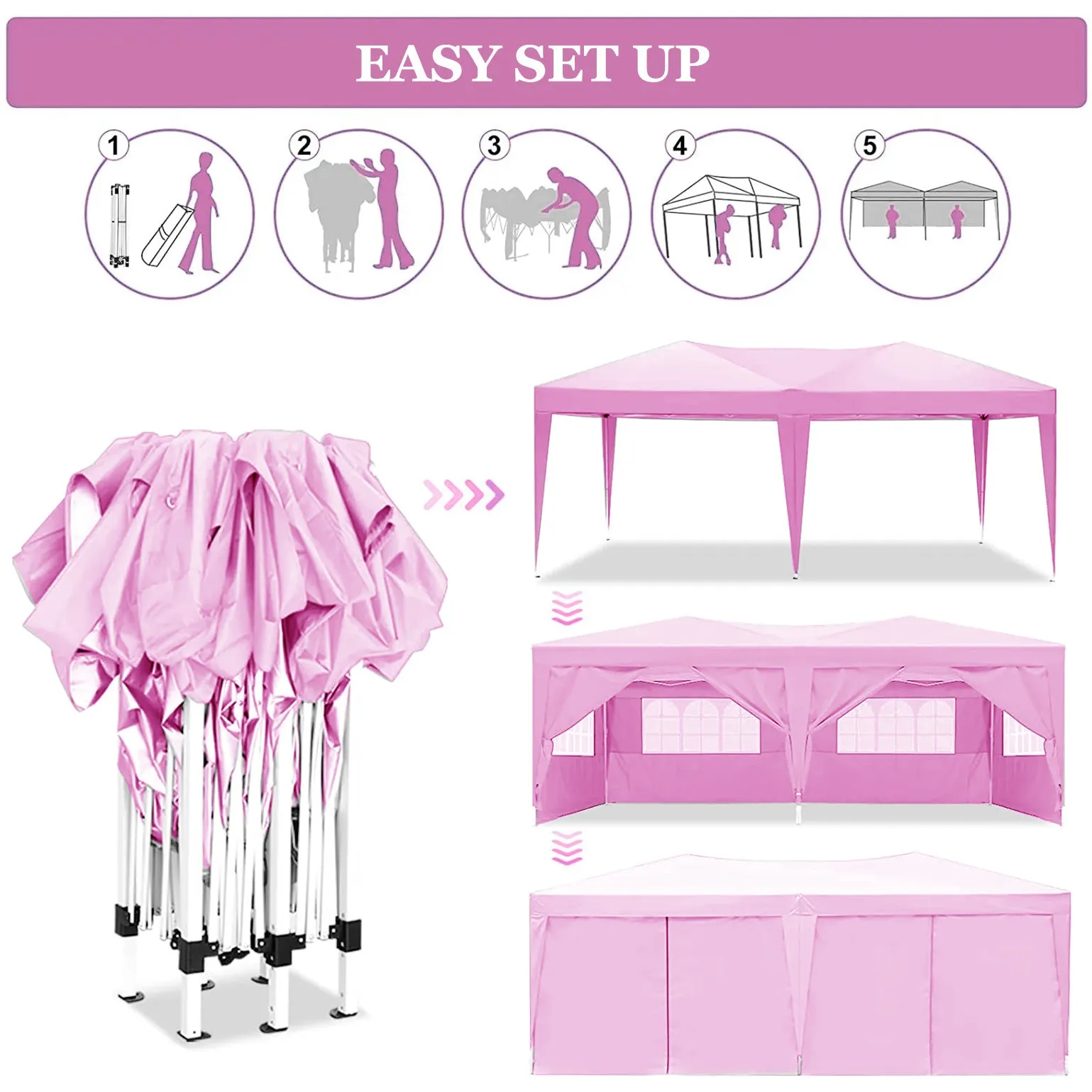 EZ 10x20 ft Pop Up Canopy Outdoor - Pink