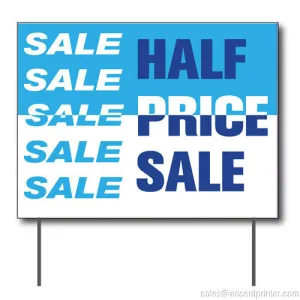 Half Price Sale Curbside Sign, 24"w x 18"h, Full Color Double Sided