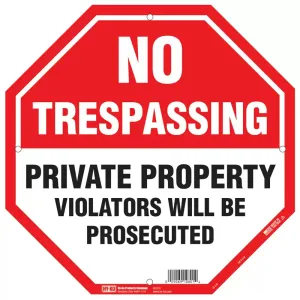 Hy-Ko English No Trespassing/Private Property Sign, 12" x 12"