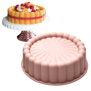 KARP Silicone Round Cake Mold Baking Essentials 8" Charlotte Cake molds for Cheesecake, Chocolate Cake, Brownie, Tart, Pie, Flan, Bread Baking Pans -Multicolor