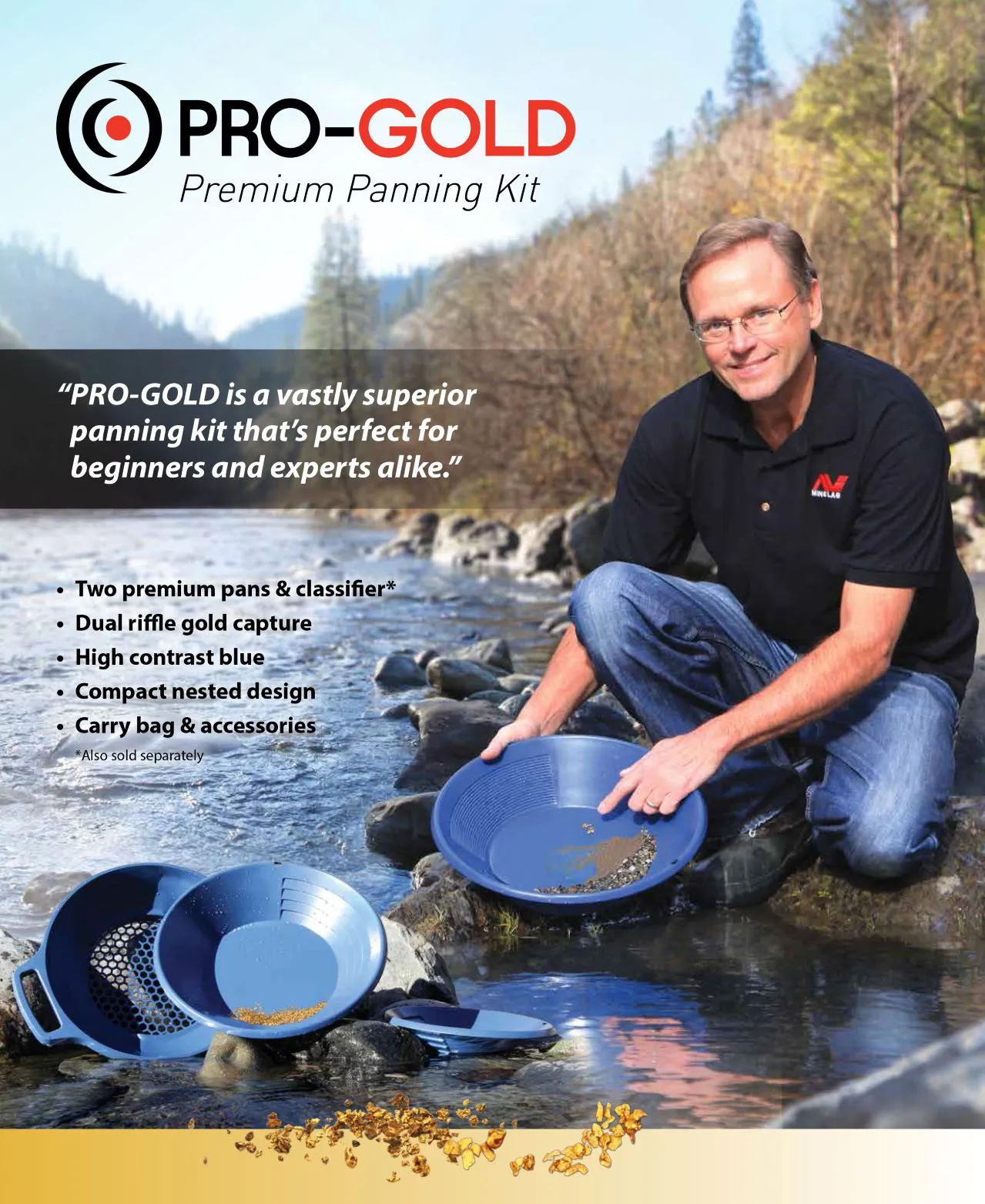 Minelab PRO-Gold Gold Panning Kit 2 Gold Pans, Classifier and More (3011-0325)