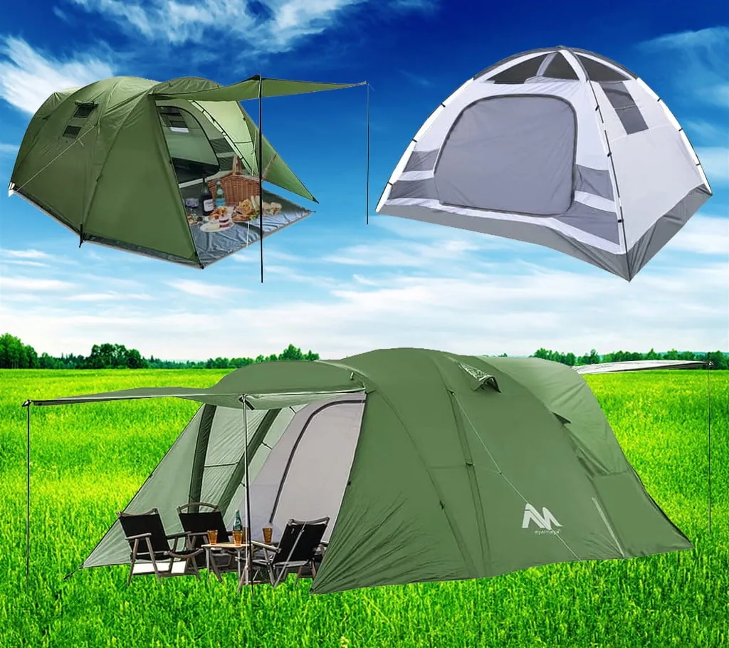 modern Roam Rider 8 Person Camping Tents, Waterproof Windproof Family Tent, 2 Wide Opposite Doors & 2 Side Windows & Breathable Inner Tent, Portable Double Layer Waterproof 4 Season Tent for Beach Outdoor