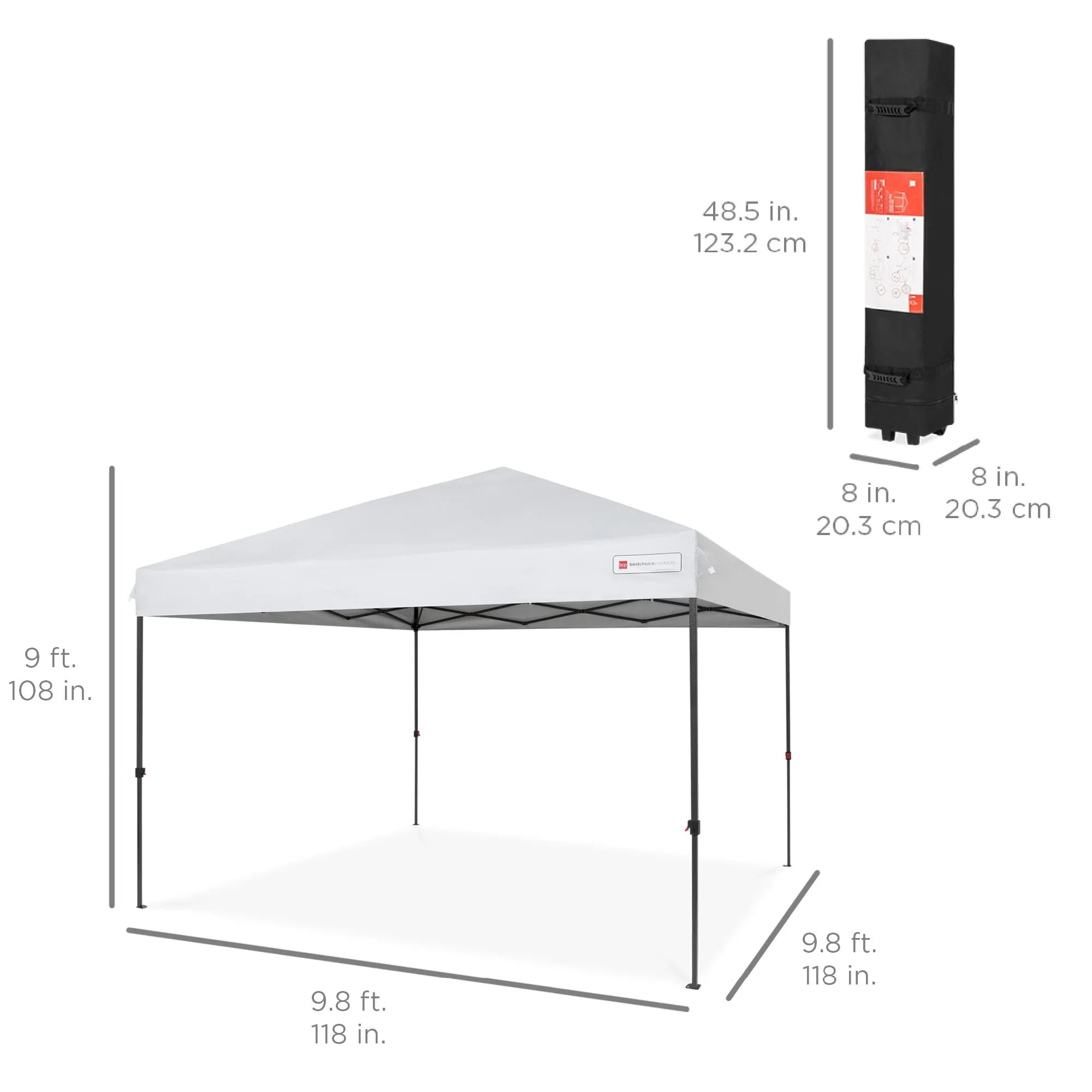 One-Person Setup Instant Pop Up Canopy w/ Wheeled Bag