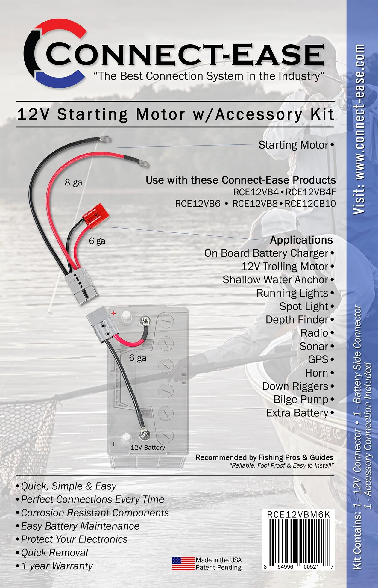 Outboard Motor Connection with Auxiliary Connector (RCE12VBM6K) Lithium Compatible