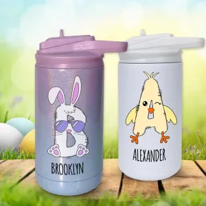 Personalized Kids Water Bottle 12oz Tumblers - Easter Bunny Basket Stuffer