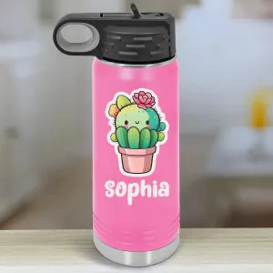 Personalized Kids Water Bottle Tumbler - Cute Cactus