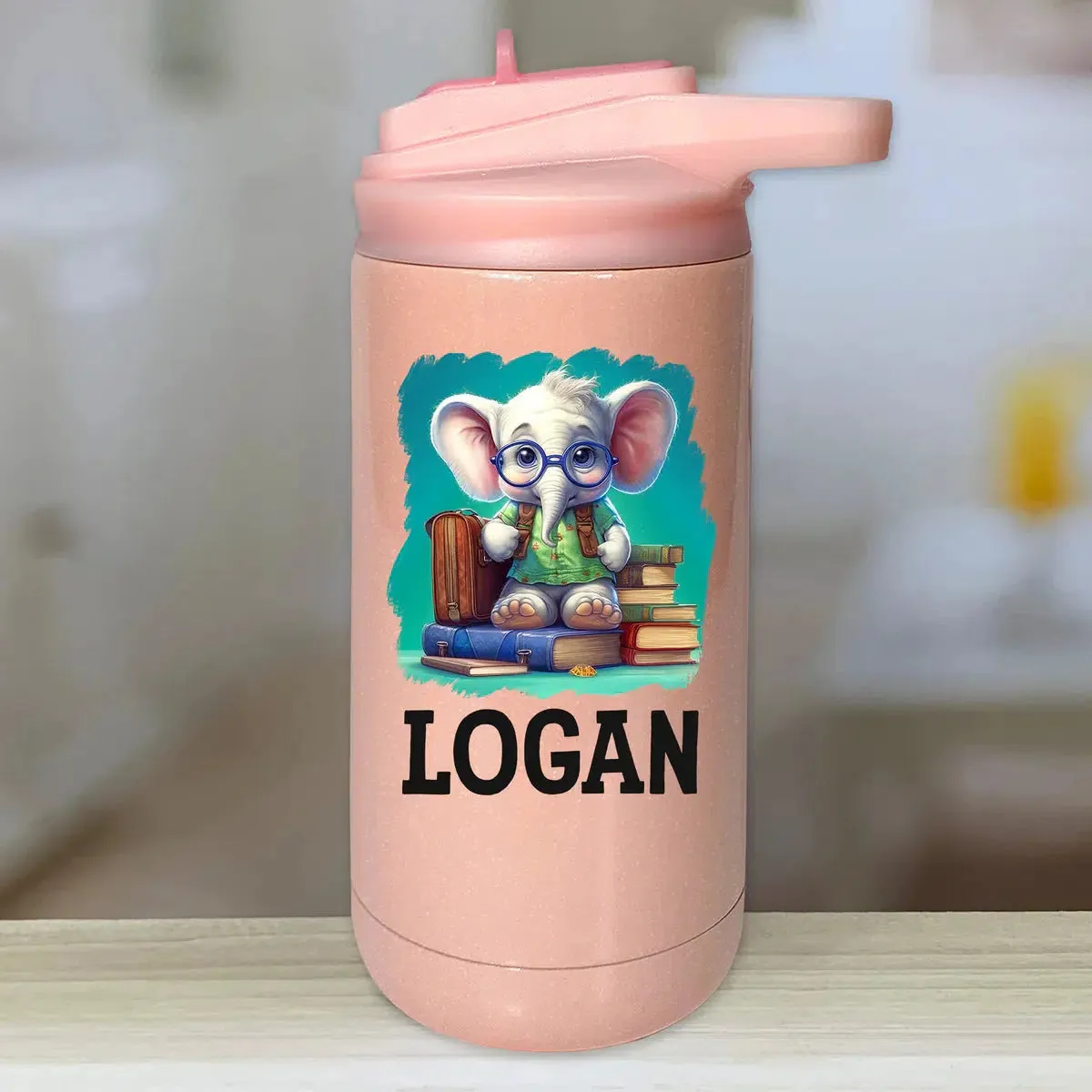 Personalized Kids Water Bottle Tumblers - Animal School