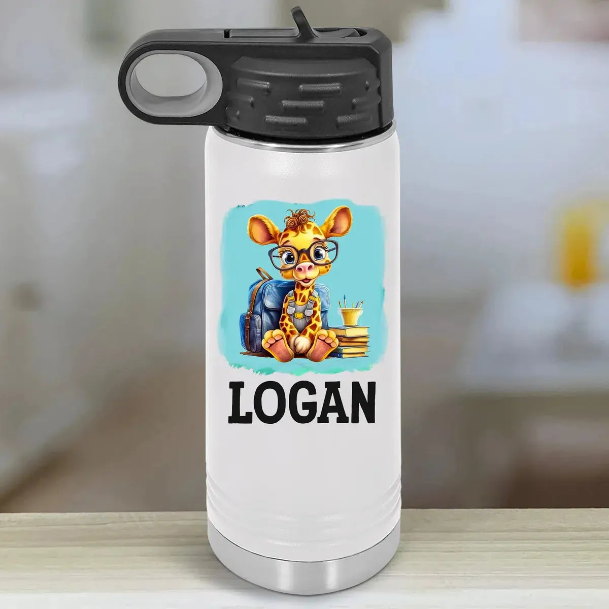 Personalized Kids Water Bottle Tumblers - Animal School