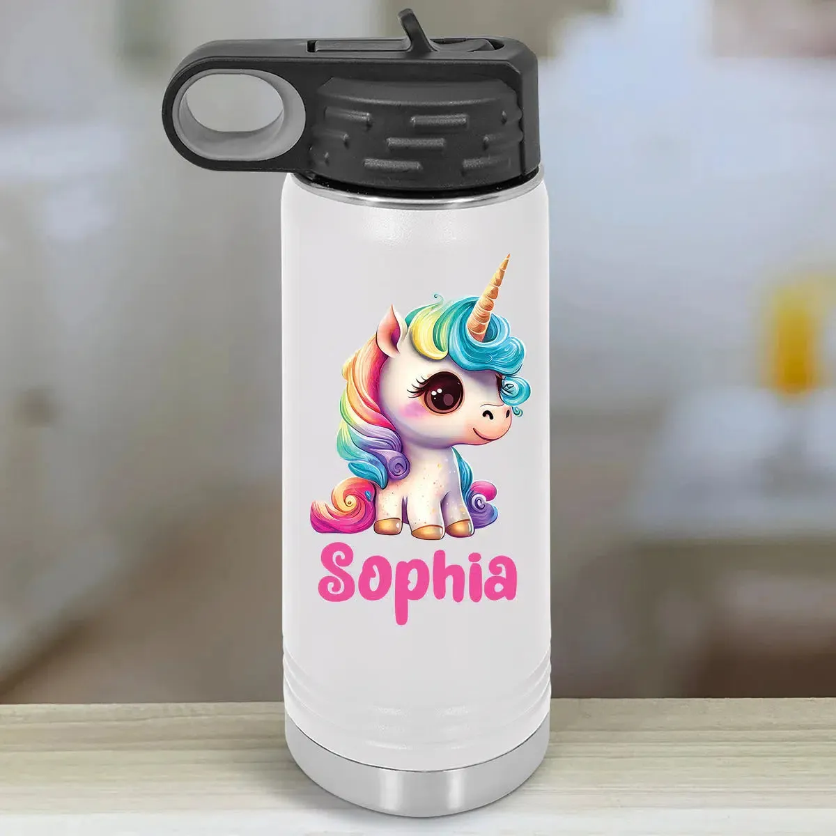 Personalized Kids Water Bottle Tumblers - Baby Unicorn