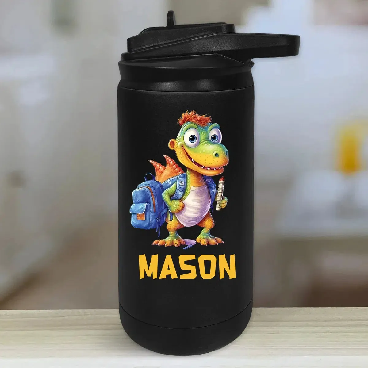 Personalized Kids Water Bottle Tumblers - Dino Back To School