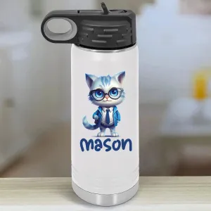 Personalized Kids Water Bottle Tumblers - Kitten School