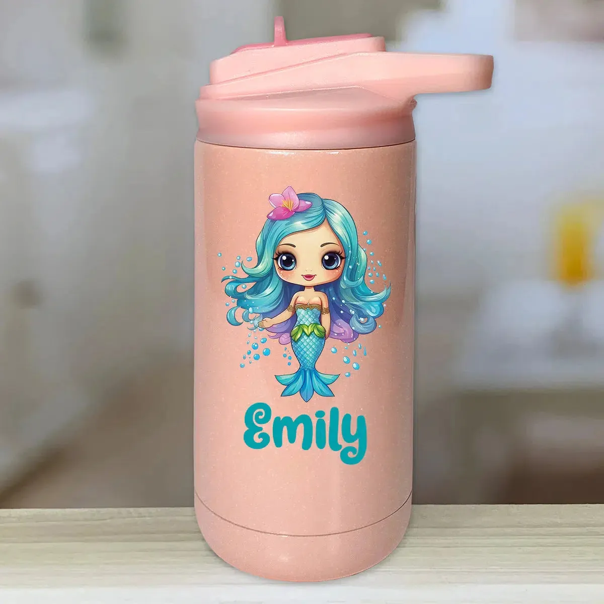 Personalized Kids Water Bottle Tumblers - Mermaid