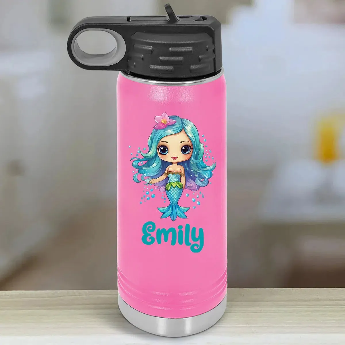 Personalized Kids Water Bottle Tumblers - Mermaid