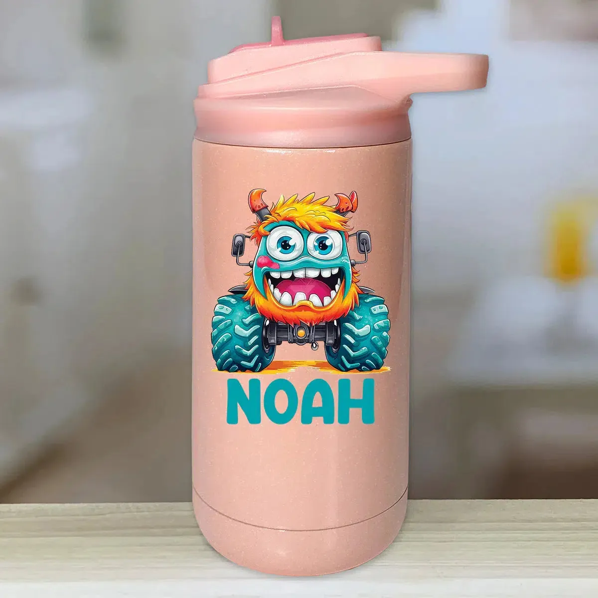 Personalized Kids Water Bottle Tumblers - Monster Truck