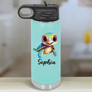 Personalized Kids Water Bottle Tumblers -  Sea Turtle