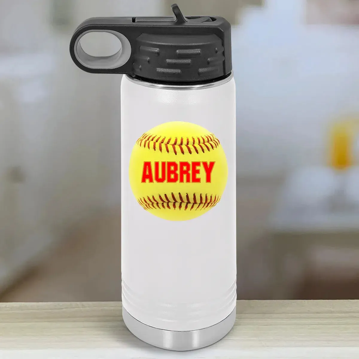 Personalized Kids Water Bottle Tumblers - Softball