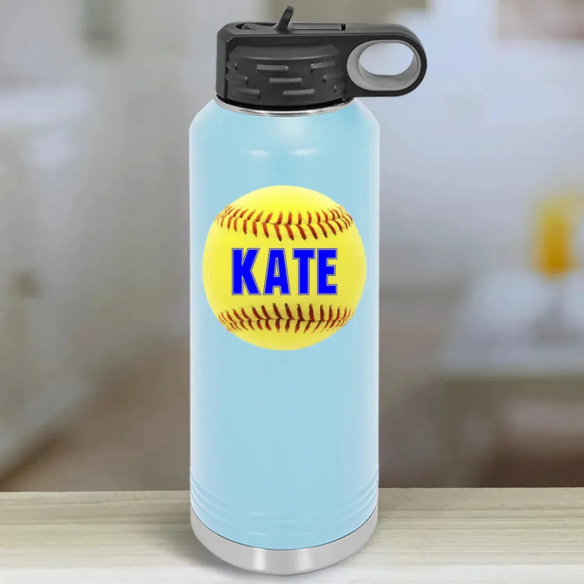 Personalized Kids Water Bottle Tumblers - Softball