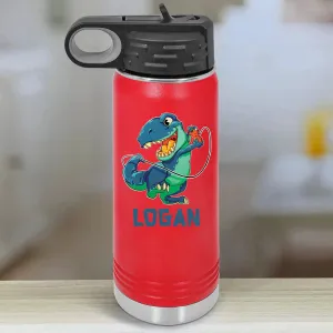 Personalized Kids Water Bottle Tumblers - T-Rex Gaming