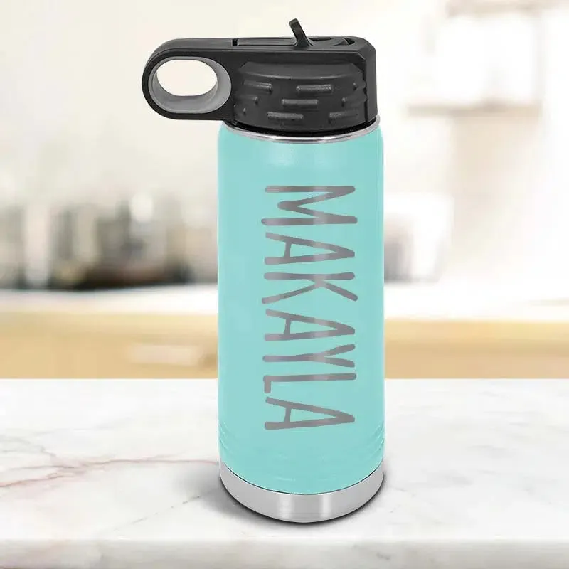 Personalized Kids Water Bottle Tumblers with Laser Engraved Name