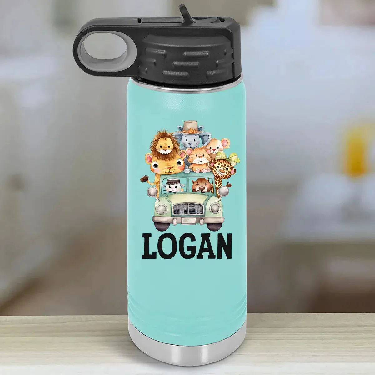 Personalized Water Bottle Kids Tumblers - Safari Animals