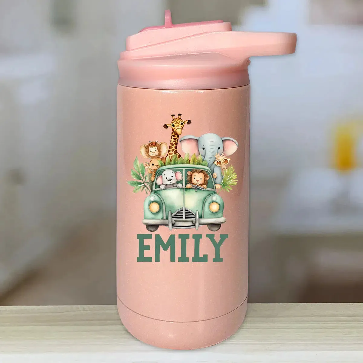 Personalized Water Bottle Kids Tumblers - Safari Animals