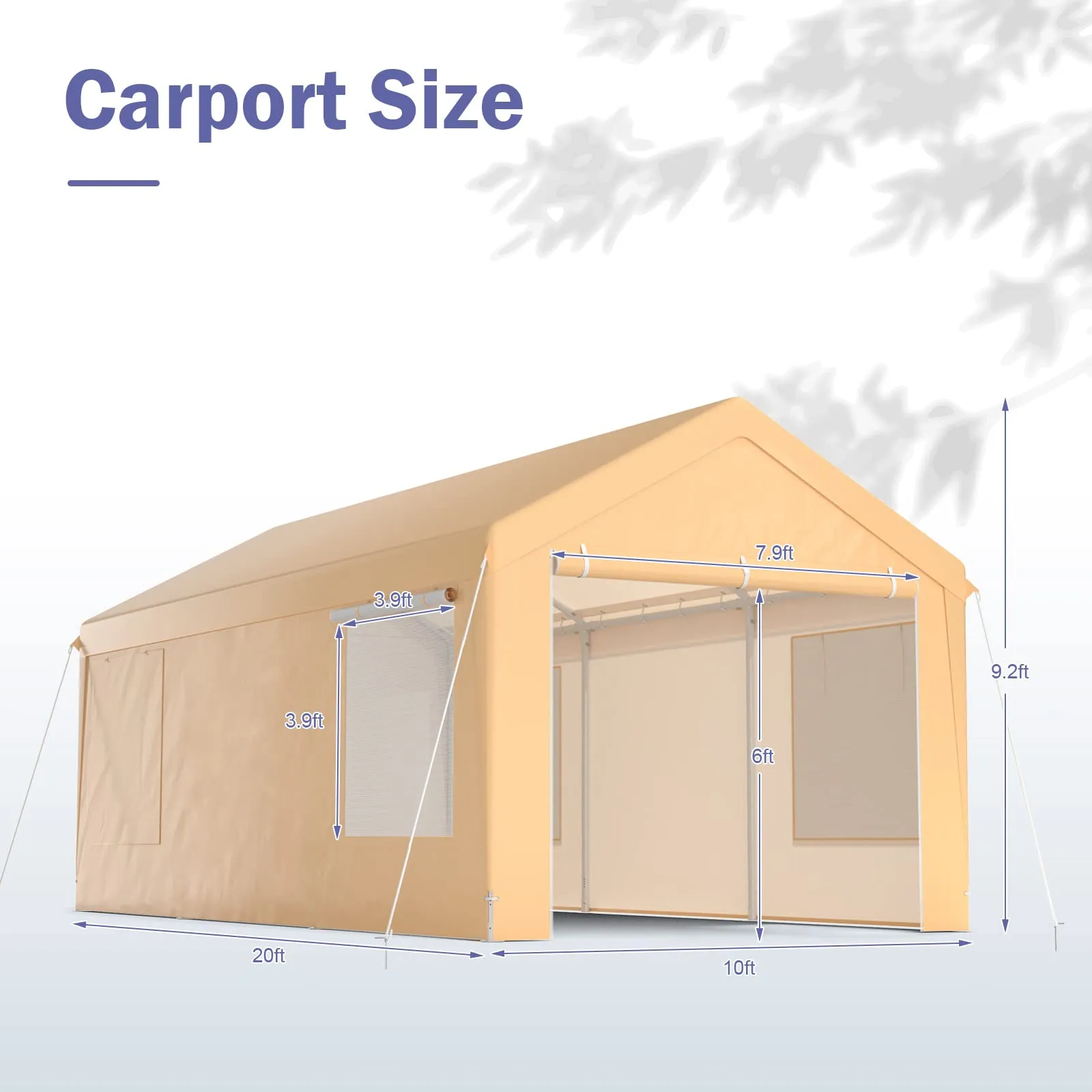 Tangkula 10x20 Ft Heavy Duty Carport, Portable Garage with Removable Sidewalls