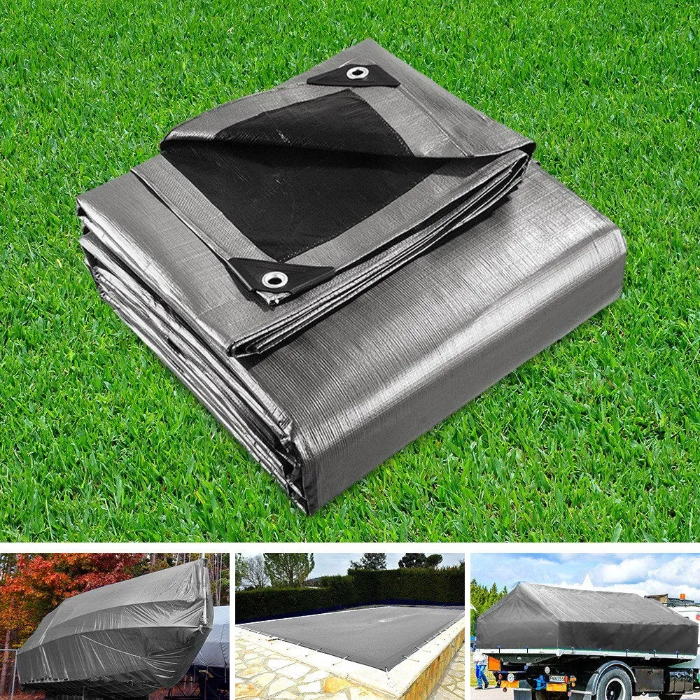 Tarp Camping Tarps Poly Tarpaulin Heavy Duty Cover 180gsm Silver 9 x 12m